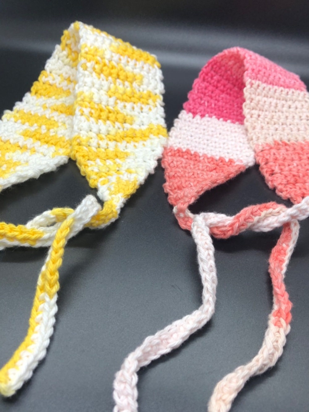 Handmade Crochet Wide Headband with Tie, 100% Cotton Boho Knit Hairband